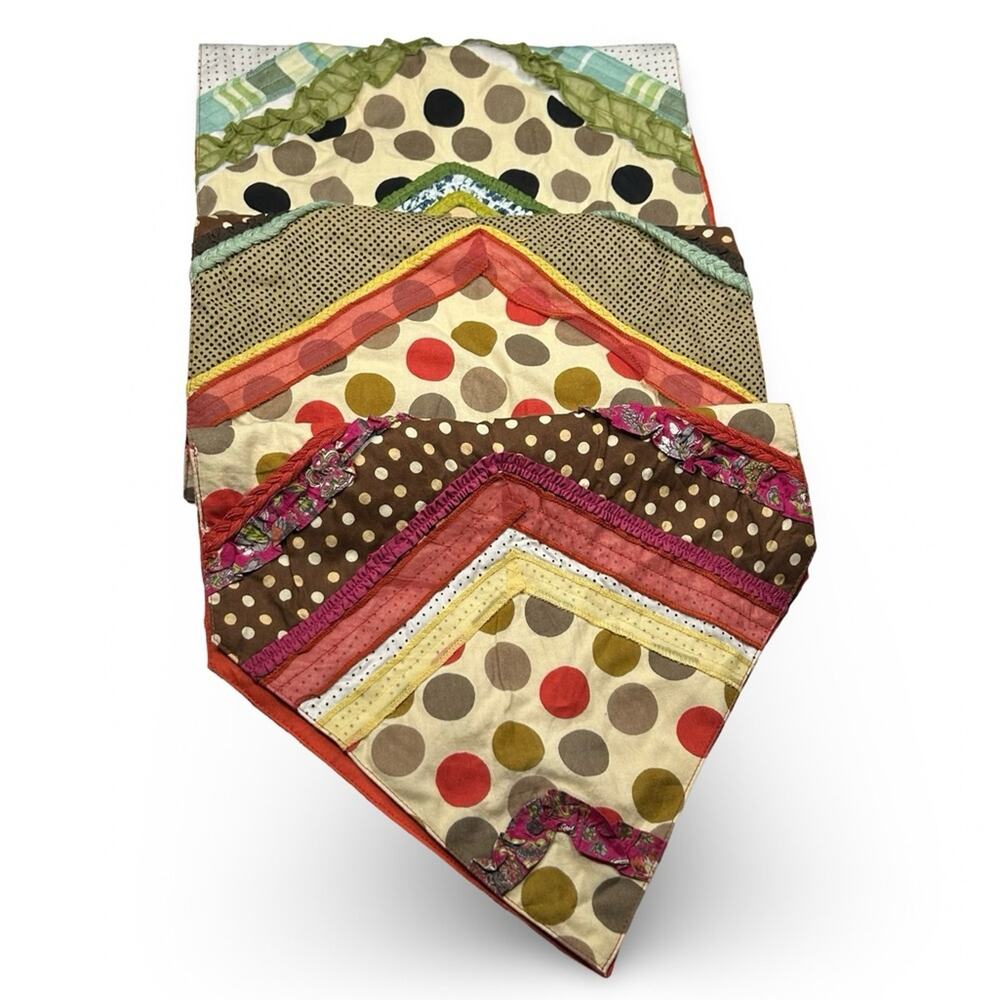 Pier 1‎ Imports Boho Table Runner Mixed Textures Vibrant Lace Quilt Polka Dot